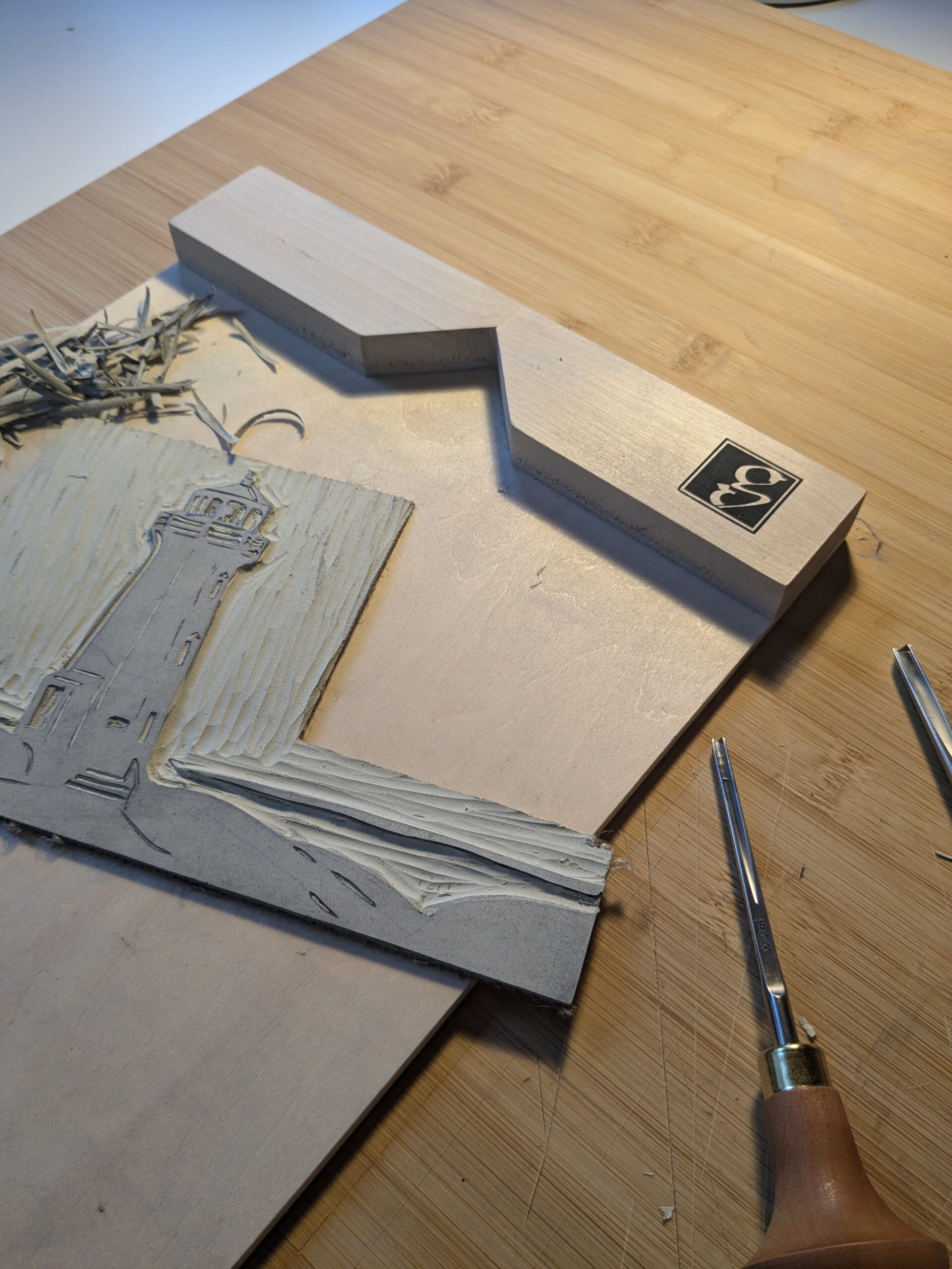 linogravre impression manuelle phare bretagne